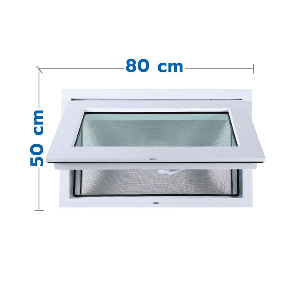 หน้าต่างบานเปิดกระทุ้ง UPVC มุ้ง HOFFEN 80X50 ซม. สีขาว