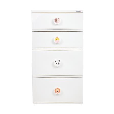 ตู้ลิ้นชัก 4 ชั้น STACKO C12 56X45X105 ซม. ANIMAL สีขาว_1