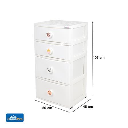 ตู้ลิ้นชัก 4 ชั้น STACKO C12 56X45X105 ซม. ANIMAL สีขาว_6