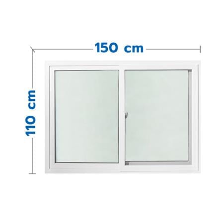 หน้าต่างบานเลื่อน UPVC S-S มุ้ง HOFFEN 150X110 ซม. สีขาว