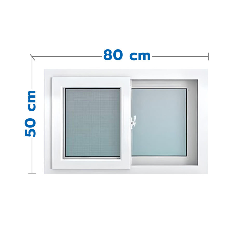 หน้าต่างบานเลื่อน UPVC S-S มุ้ง HOFFEN 80X50 ซม. สีขาว