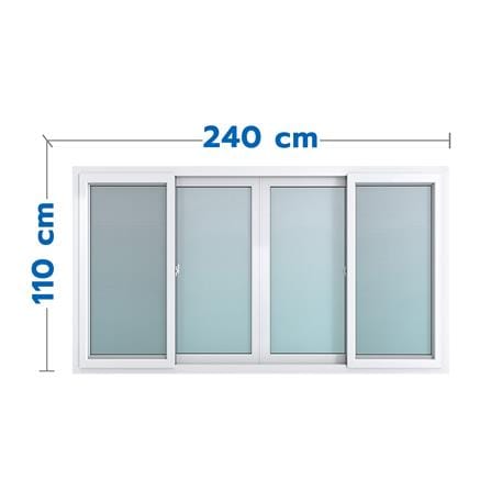 หน้าต่างบานเลื่อน UPVC F-S-S-F มุ้ง HOFFEN PRO 240X110 ซม. สีขาว_0