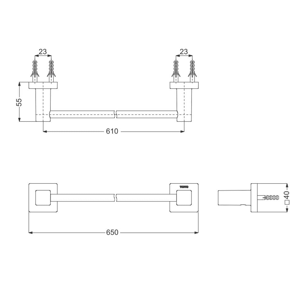 ราวแขวนผ้า L Series square TOTO YT408S6R โครเมียม