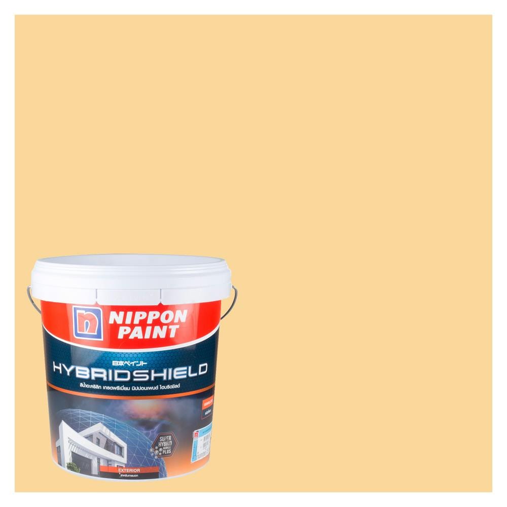 สีน้ำทาภายนอก NIPPON PAINT HYBRIDSHIELD สี YELLOW PINAFORE #NPYO1153P กึ่งเงา 2.5 แกลลอน