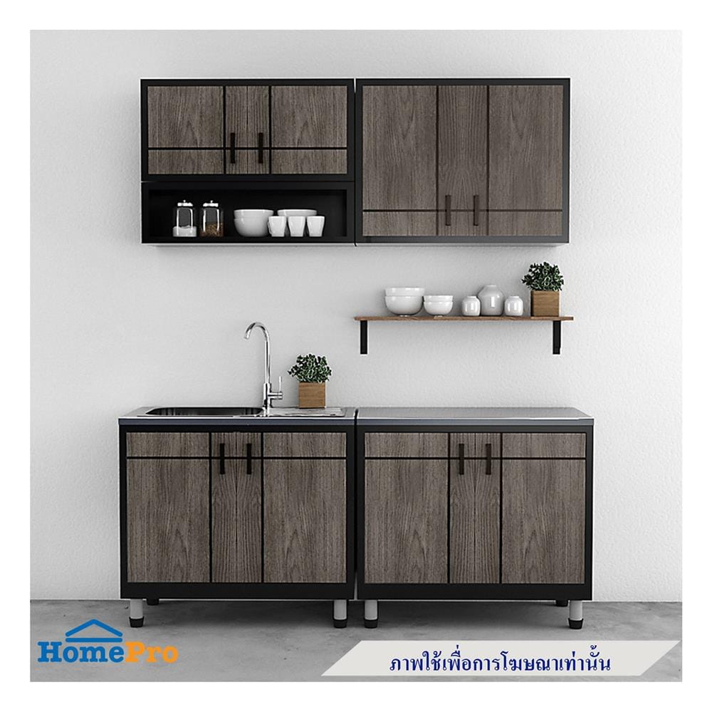 ตู้ตั้งพื้นท็อปซิงค์ 1 หลุม 1 ที่พัก + ก๊อก CABIN CHIC 90x85 ซม. สี GRAY OAK