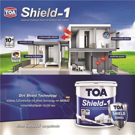 สีน้ำทาภายใน ชนิดกึ่งเงา TOA SHIELD-1 NANO BASE A 8618 สี WASAGA BEACH 9 ลิตร_3