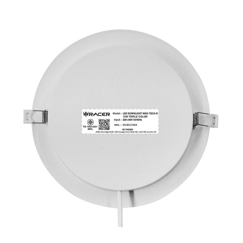 ดาวน์ไลท์ LED RACER INNO TECH-D 5 นิ้ว 15 วัตต์ DAYLIGHT/COOL WHITE/WARM WHITE สีขาว