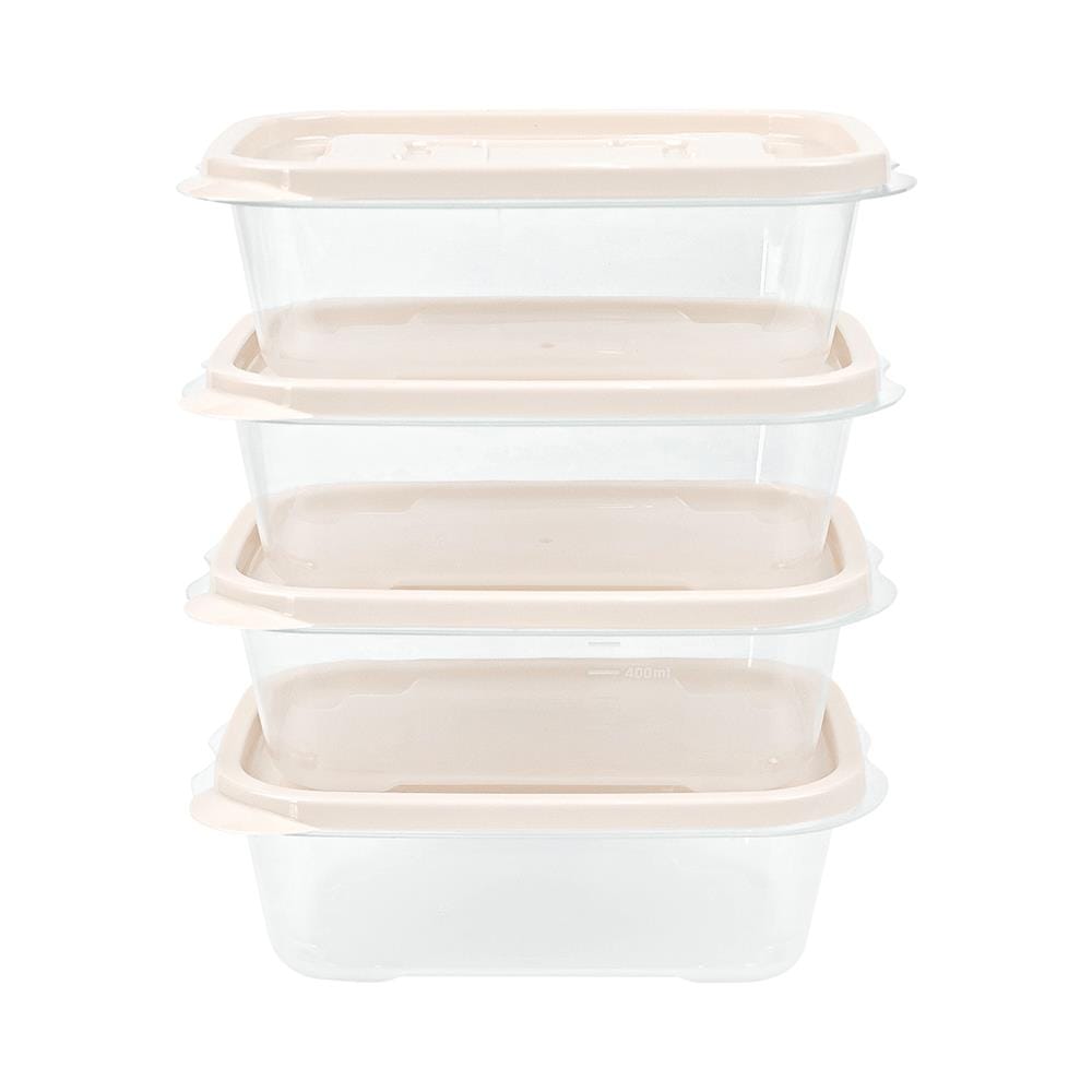 กล่องอาหาร KECH 9001 600 มล. สีเบจ แพ็ก 4 ชิ้น