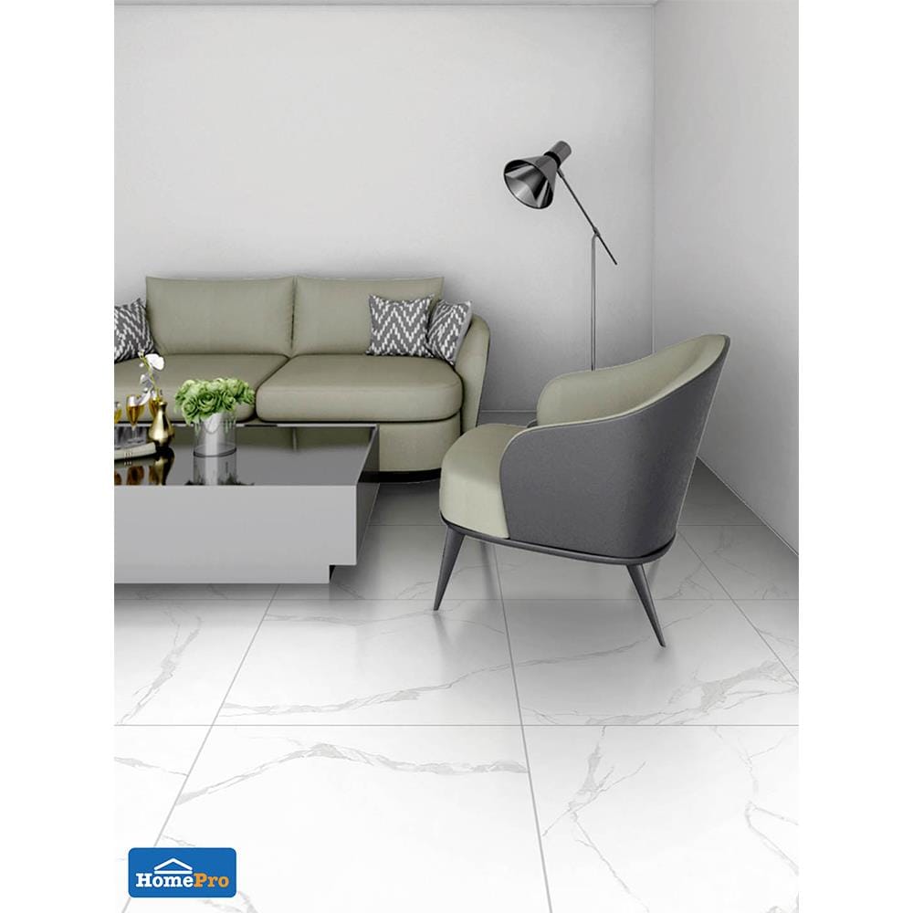กระเบื้องพื้นพอร์ซเลน 60x60 ซม. CERGRES โอเชี่ยน ไวท์ (AM) A 1.44M2