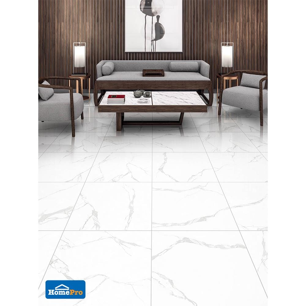 กระเบื้องพื้นพอร์ซเลน 60x60 ซม. CERGRES โอเชี่ยน ไวท์ (AM) A 1.44M2