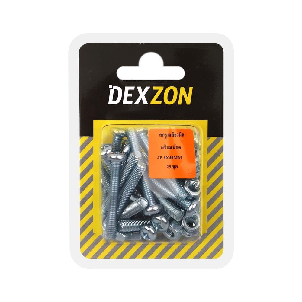 สกรูเกลียวมิลน็อต JP DEXZON 6X40 มม. 25 ตัว