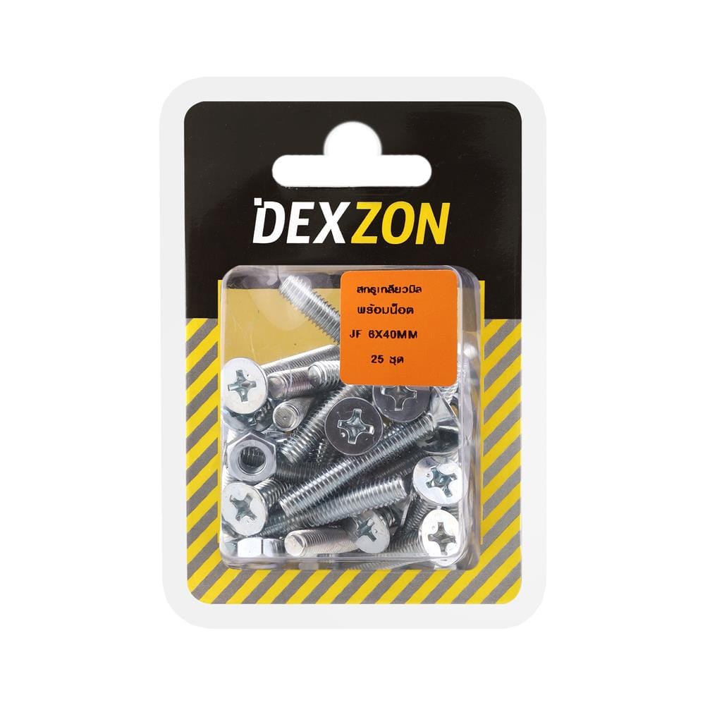 สกรูเกลียวมิลน็อต JF DEXZON 6X40 มม. 25 ตัว