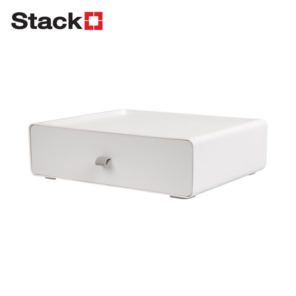 กล่องลิ้นชักเล็ก STACKO CUBE M 26.8x21x8 ซม. สีขาว_0