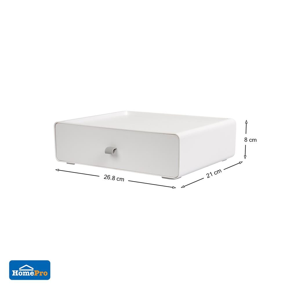 กล่องลิ้นชักเล็ก STACKO CUBE M 26.8x21x8 ซม. สีขาว