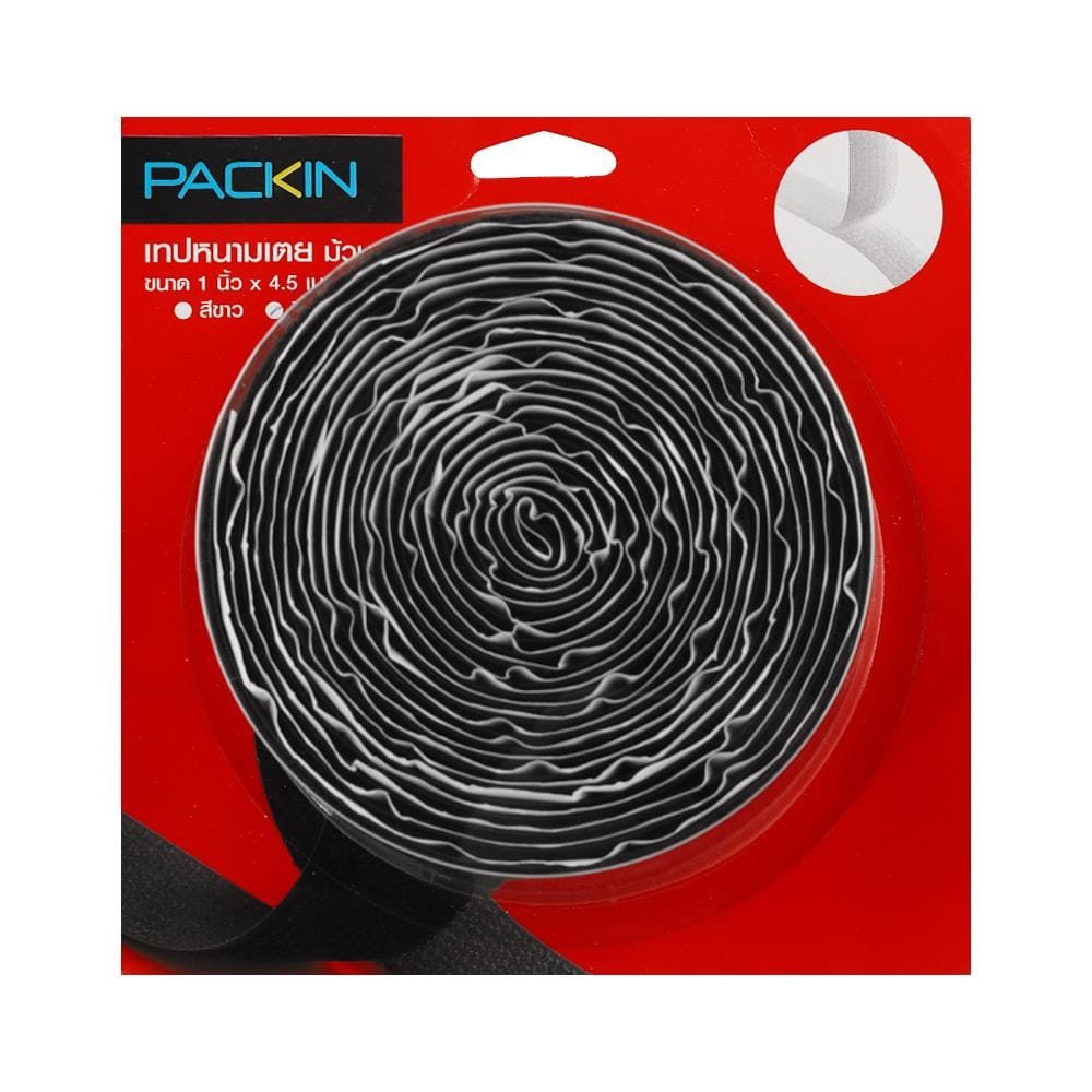 เทปหนามเตย PACK IN 1 นิ้ว x 450 ซม. สีดำ