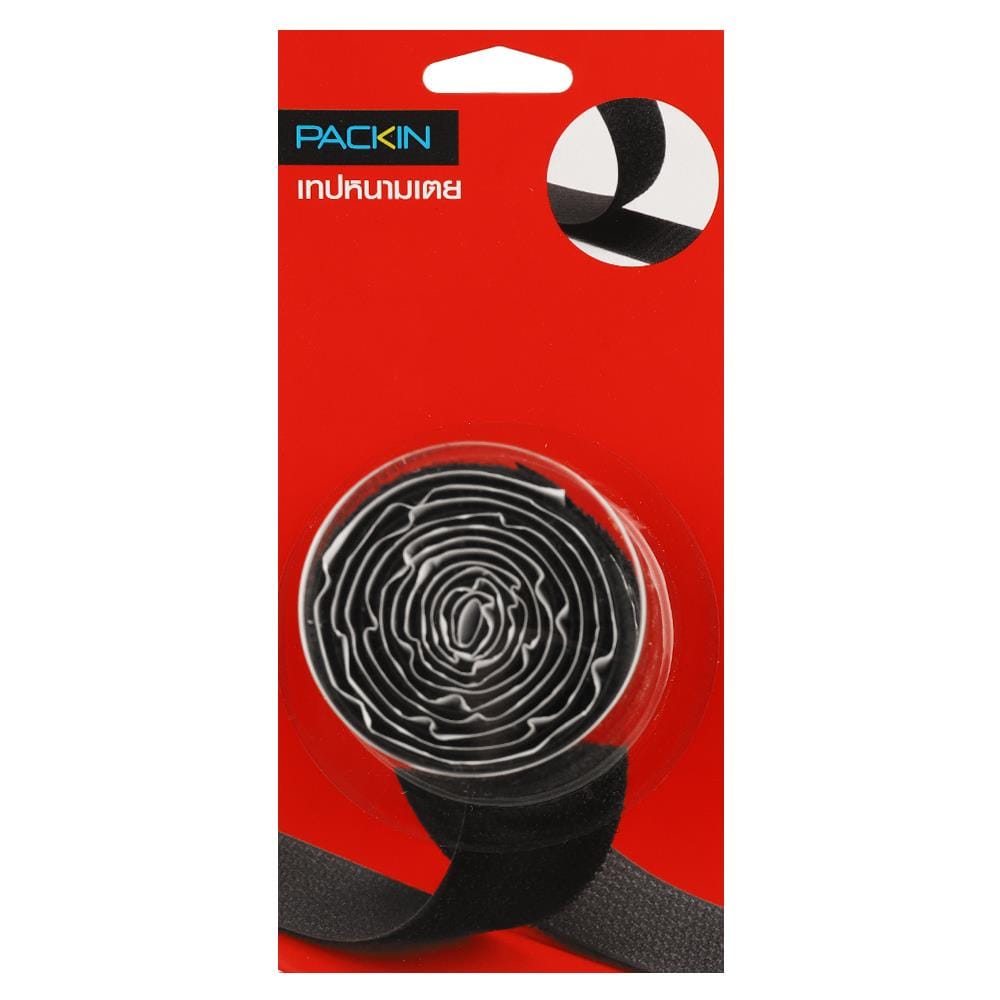 เทปหนามเตย PACK IN 1 นิ้ว x 100 ซม. สีดำ