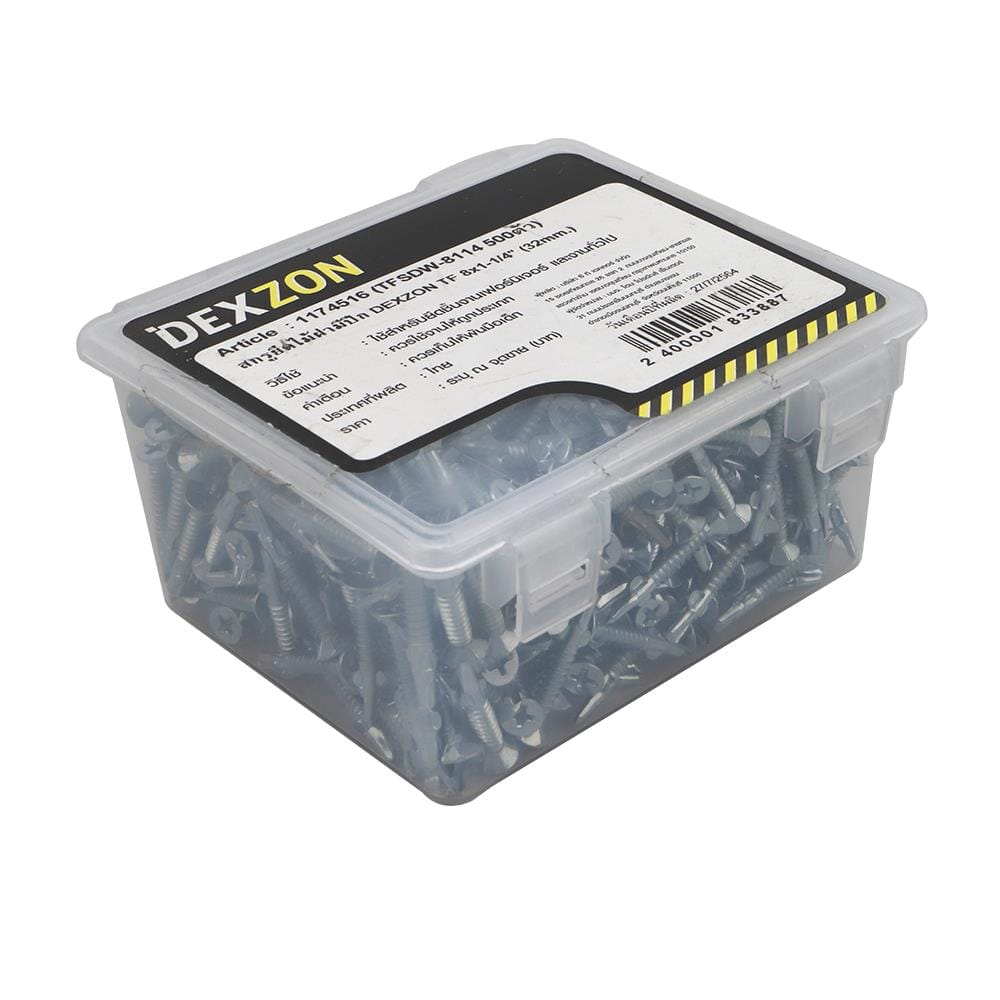 สกรูยึดไม้ฝามีปีก DEXZON TF 8X1-1/4 นิ้ว 500 ชิ้น