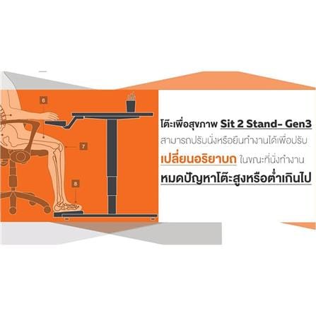 โต๊ะทำงานปรับระดับ ERGOTREND SIT 2 STAND GEN3 L-SHAPE 180 ซม. สีดำ_1