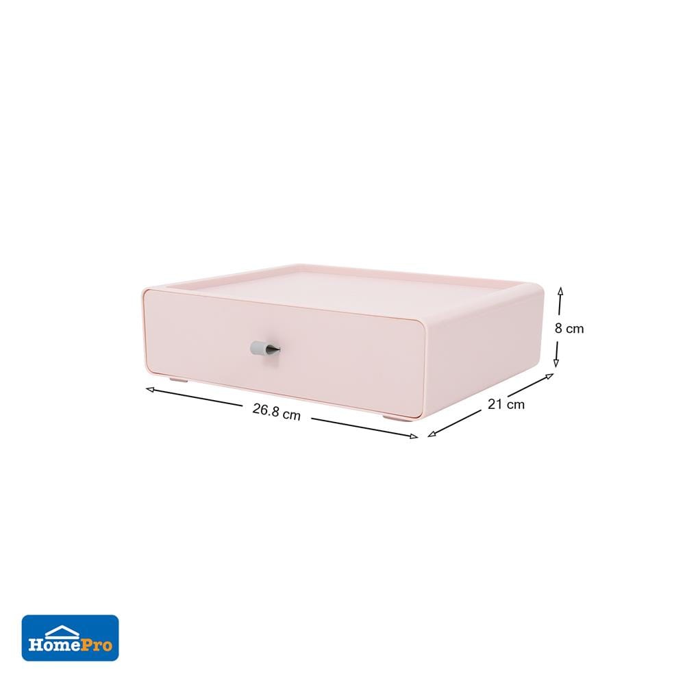 กล่องลิ้นชักเล็ก STACKO CUBE M 26.8x21x8 ซม. สีชมพู