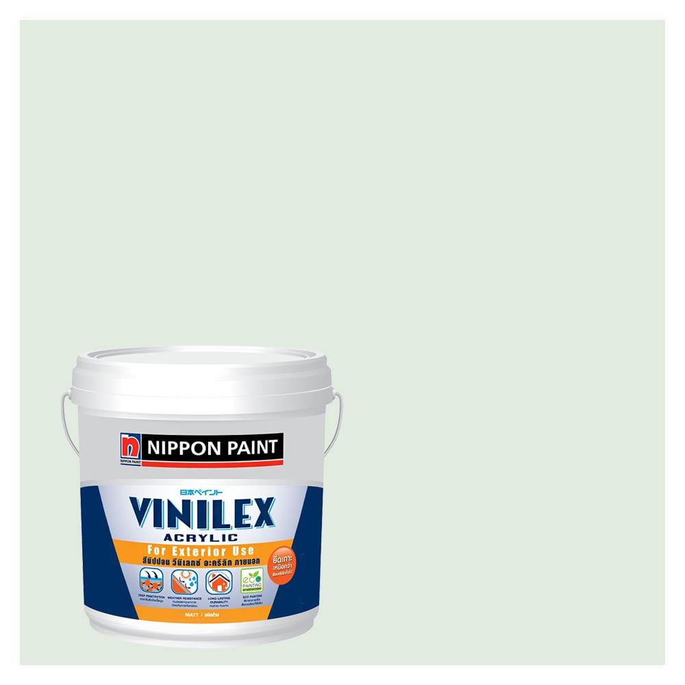 สีน้ำทาภายนอก NIPPON PAINT VINILEX ACRYLIC #NPOW1065P สี COOL HINT ด้าน 2.5 แกลลอน