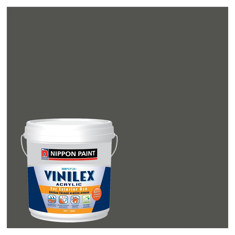 สีน้ำทาภายนอก ชนิดกึ่งเงา NIPPON PAINT VINILEX ACRYLIC BASE D NPN2030A สี CRATER BLACK 9 ลิตร