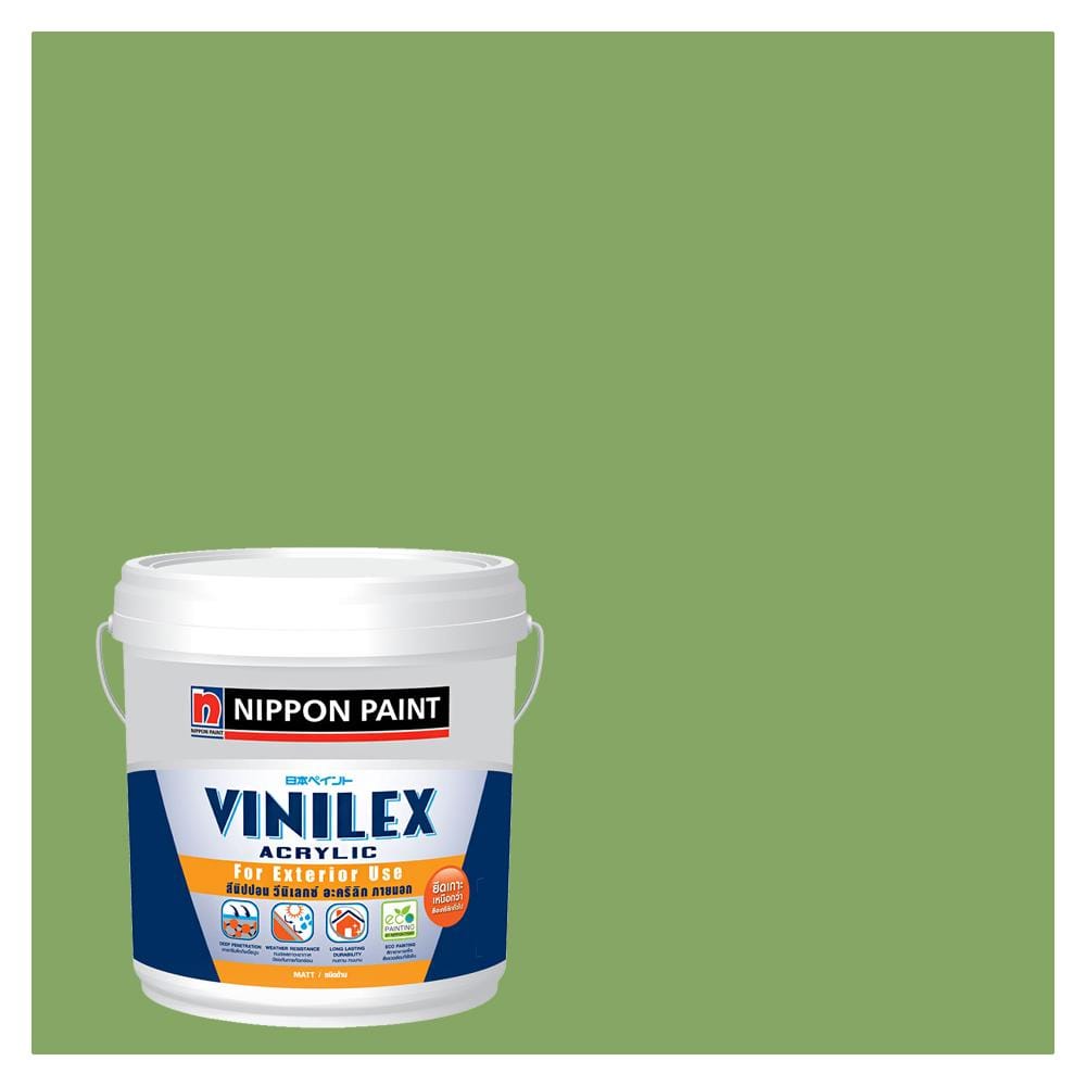 สีน้ำทาภายนอก ชนิดกึ่งเงา NIPPON PAINT VINILEX ACRYLIC BASE C NPBGG1786D สี PAINTER'S LEAF 9 ลิตร