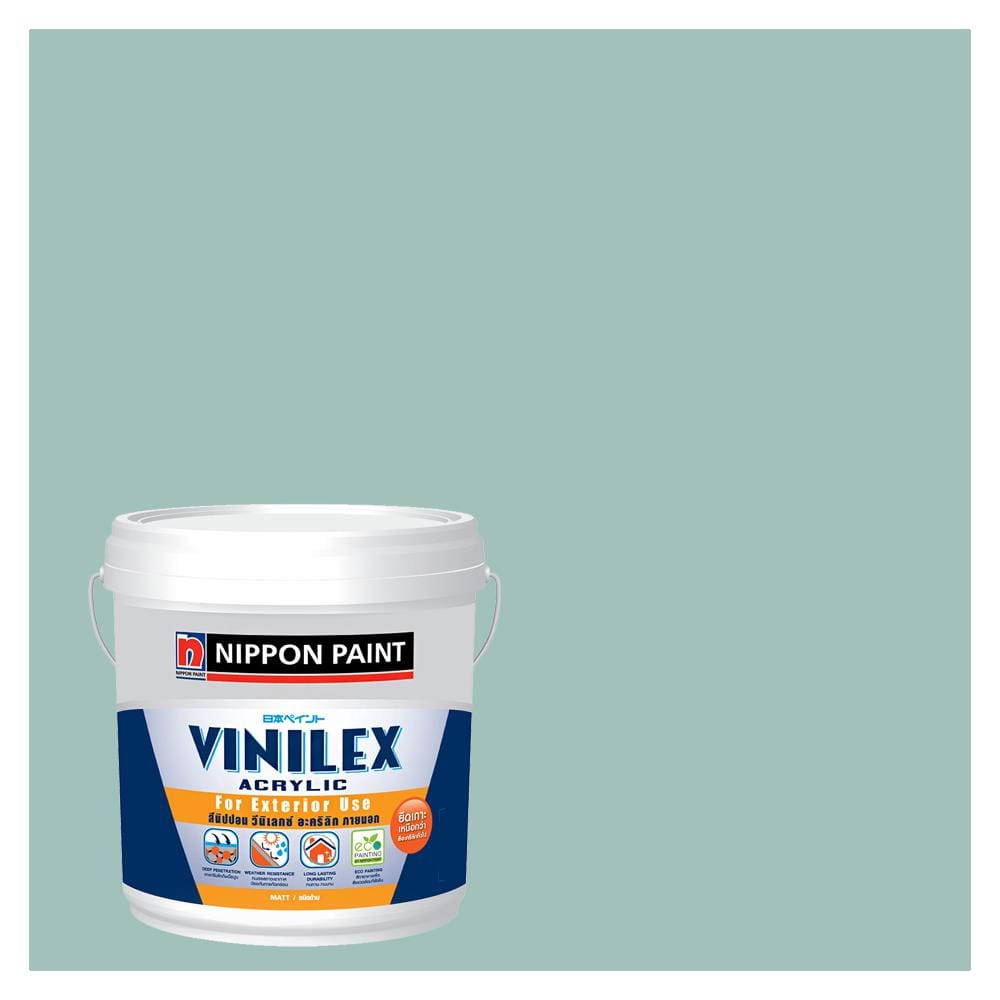 สีน้ำทาภายนอก NIPPON PAINT VINILEX ACRYLIC #NPBGG1804P สี MISTY RAIN ด้าน 2.5 แกลลอน