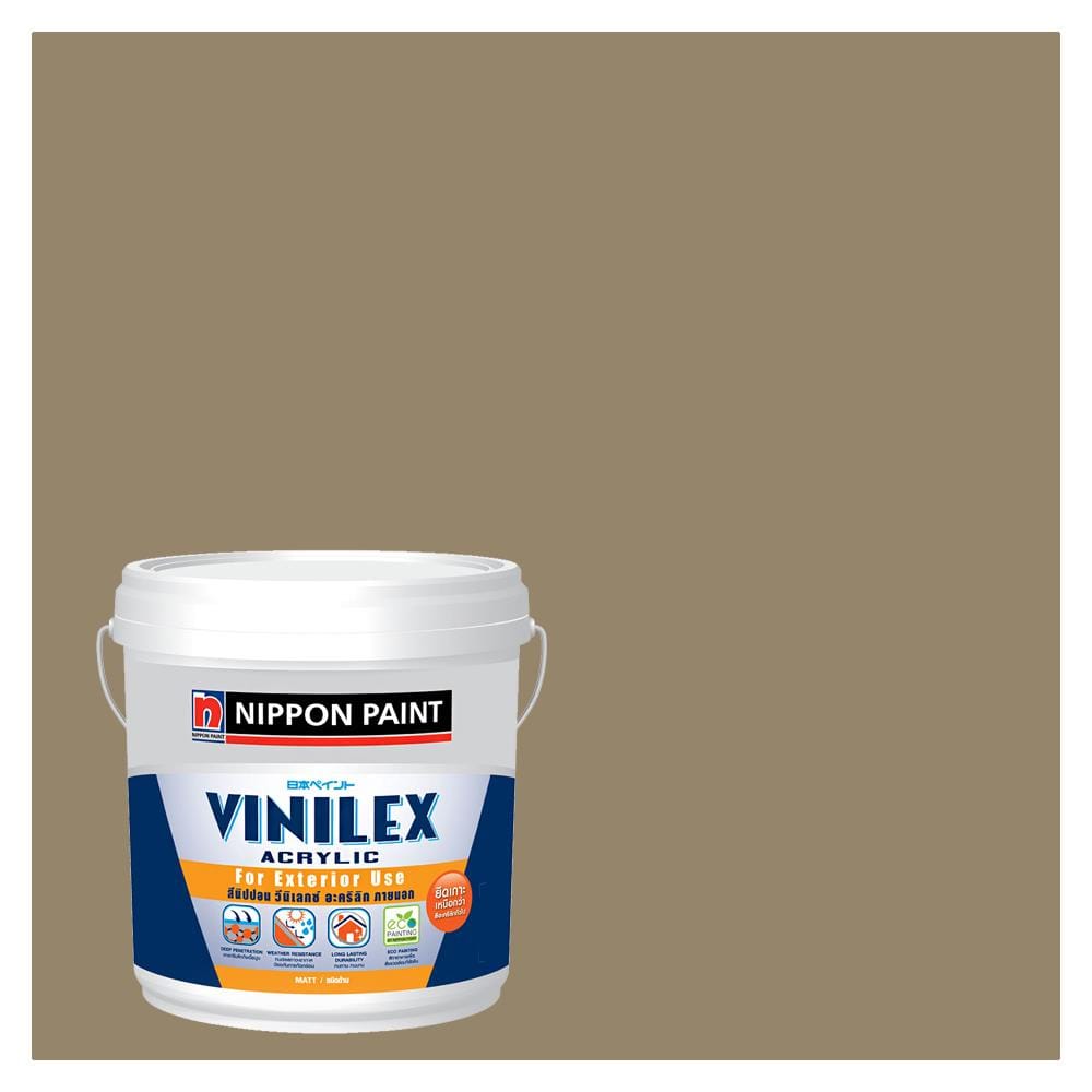 สีน้ำทาภายนอก ชนิดกึ่งเงา NIPPON PAINT VINILEX ACRYLIC BASE C NPN1854D สี TRACKING TAN 9 ลิตร