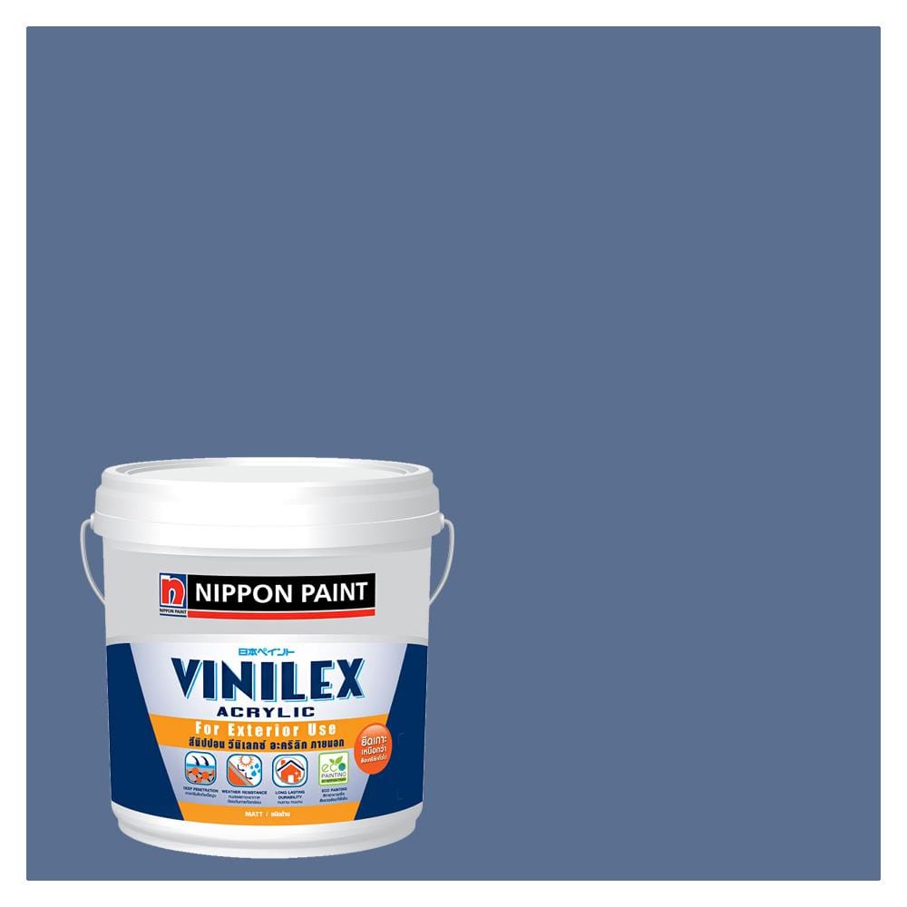 สีน้ำทาภายนอก ชนิดกึ่งเงา NIPPON PAINT VINILEX ACRYLIC BASE C NPPB1513D สี SENATE BLUE 9 ลิตร