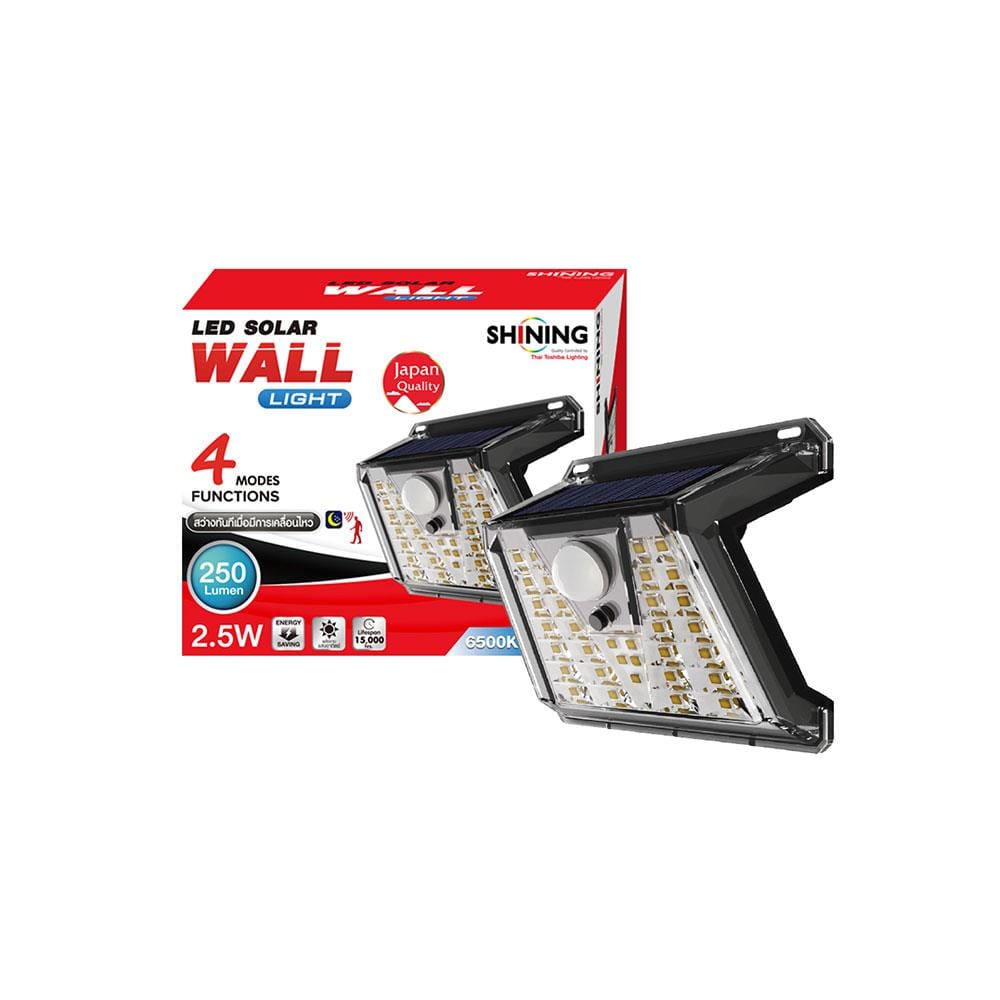 ไฟผนังภายนอก SOLAR SHINING S-WLL07B-SL 2.5 วัตต์ DAYLIGHT สีดำ