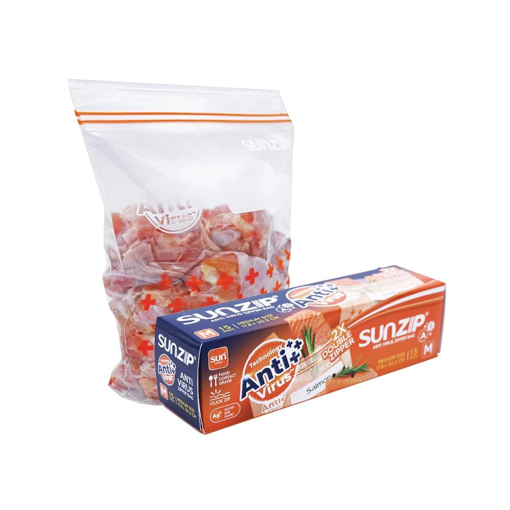 ถุงซิป SUNZIP ANTI VIRUS M 17.8 ซม.x20.3 ซม.