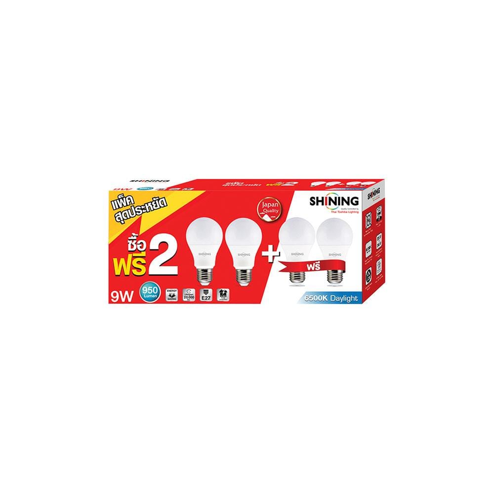 หลอด LED SHINING A60 9 วัตต์ DAYLIGHT E27 แพ็ก 4 ชิ้น