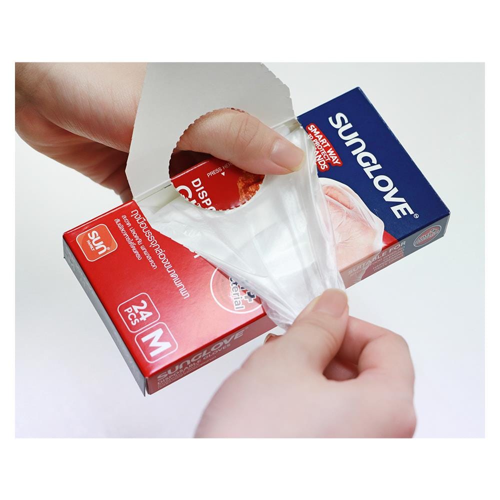 ถุงมือครัว HDPE ANTI BAC M SUN GLOVE 24ชิ้น