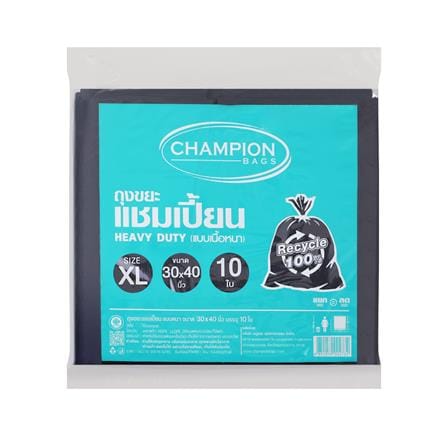 ถุงขยะหนา CHAMPION 30X40 นิ้ว 10 ใบ สีดำ_0