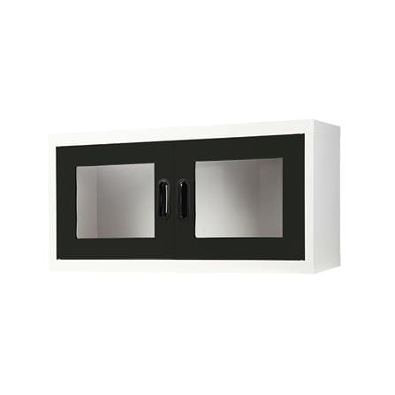 ตู้เหล็กบานเปิดกระจก KIOSK MAX-012 BL สีขาว/ดำ