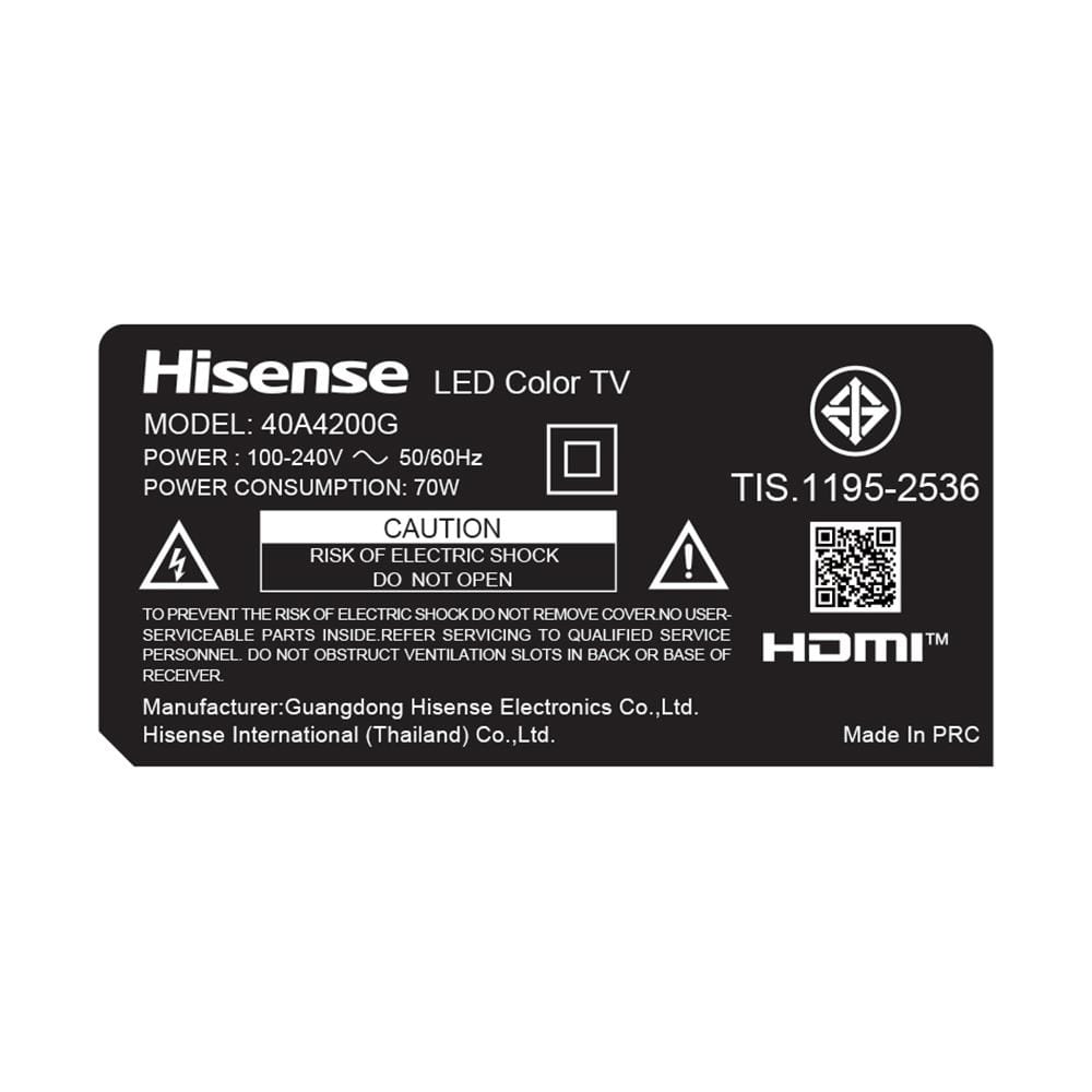 ทีวีแอลอีดี 40 นิ้ว HISENSE (FULL HD, LED, ANDROID TV) 40A4200G