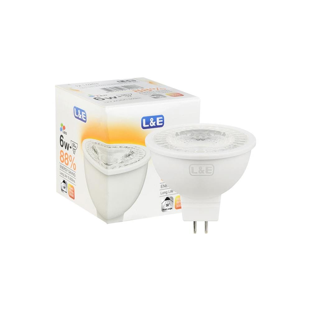 หลอด LED L&E MR16 6 วัตต์ WARMWHITE 36 BEAM ANGLE GU5.3