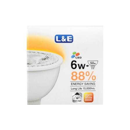 หลอด LED L&E MR16 6 วัตต์ WARMWHITE 36 BEAM ANGLE GU5.3_3