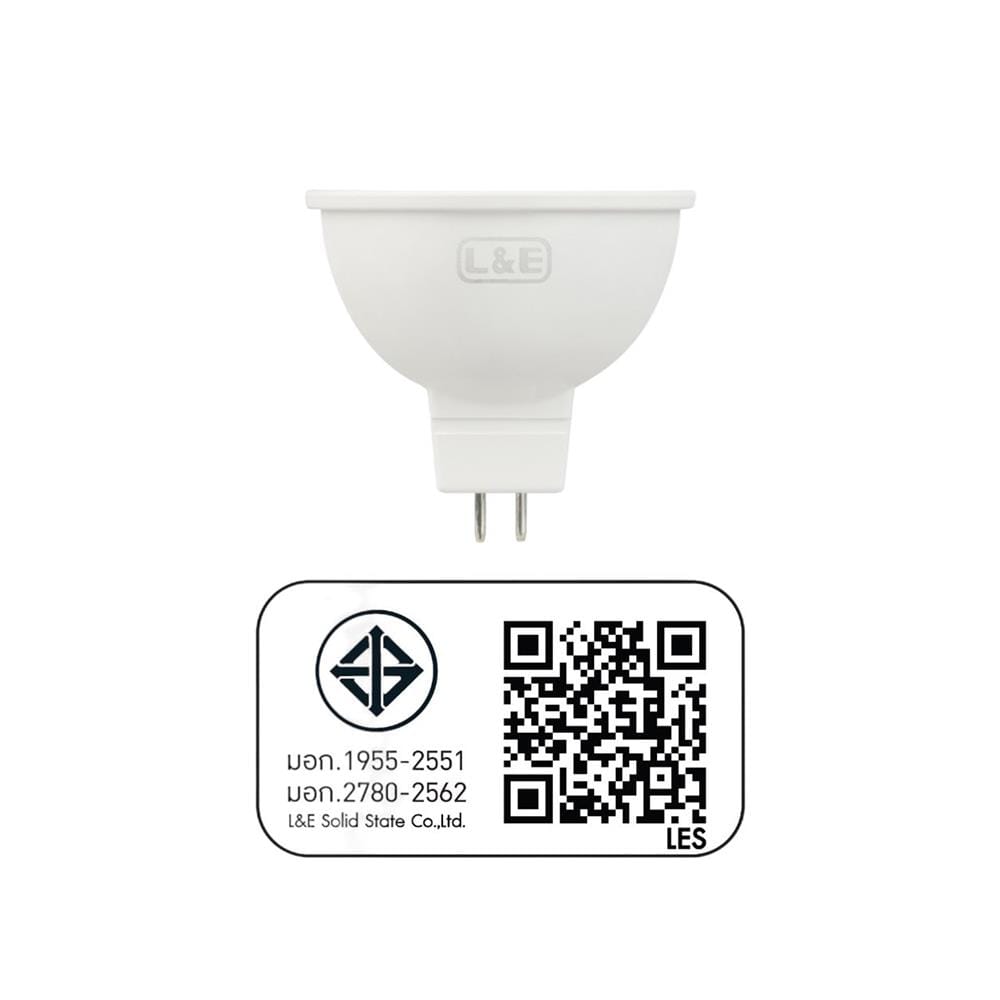 หลอด LED L&E MR16 6 วัตต์ WARMWHITE 60 BEAM ANGLE GU5.3