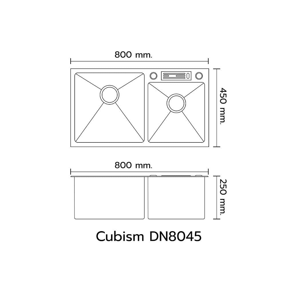 ซิงค์ฝัง 2หลุม LTP DN8045 สเตนเลส