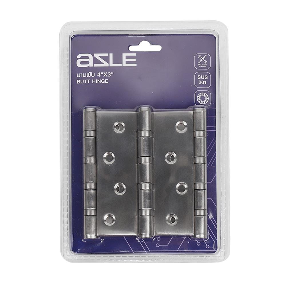 บานพับ 4X3 นิ้ว AZLE 268/432 สีสเตนเลส แพ็ก 4 ชิ้น