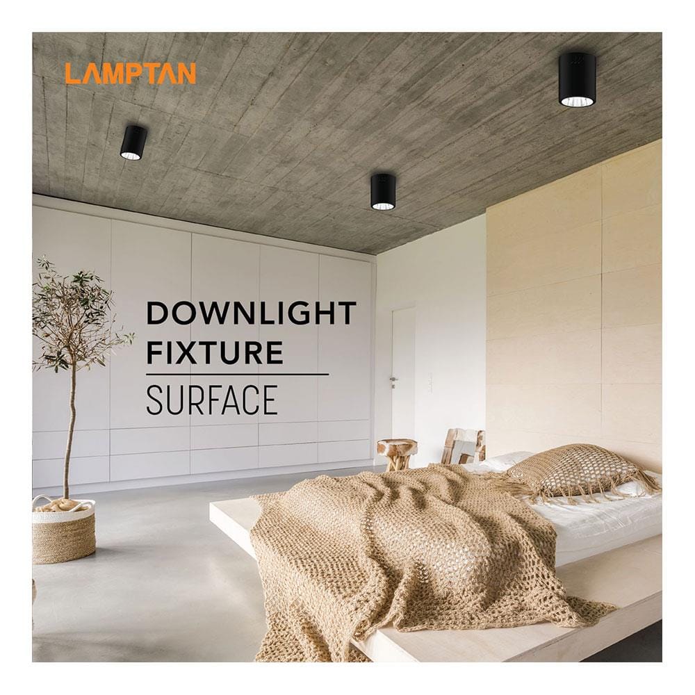 ดาวน์ไลท์ LAMPTAN SURFACE สีดำ 4 นิ้ว กลม