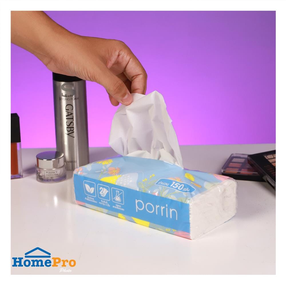 กระดาษเช็ดหน้า PORRIN SOFT PACK 150 แผ่น แพ็ค 4