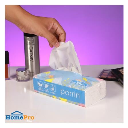 กระดาษเช็ดหน้า PORRIN SOFT PACK 150 แผ่น แพ็ค 4_5