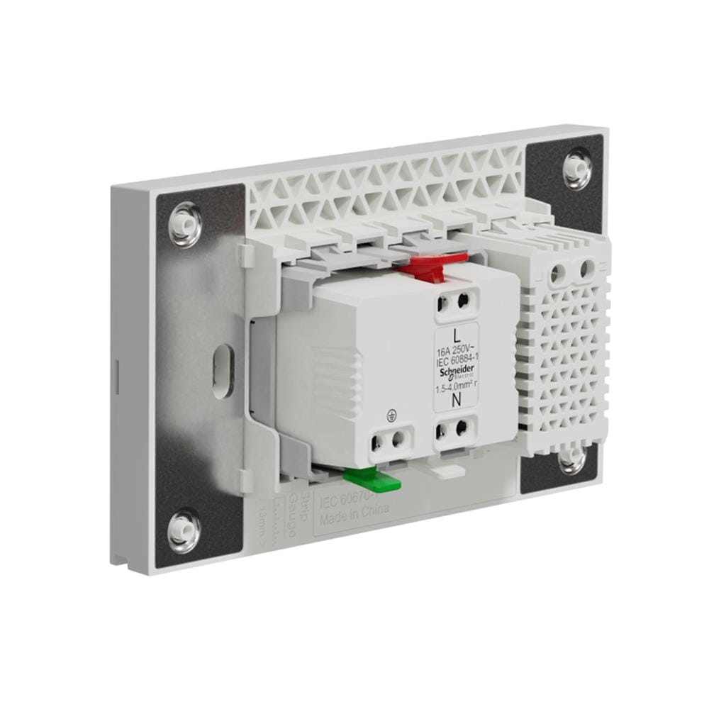 ชุดเต้ารับเดี่ยว 3 ขา + USB 1 ช่อง SCHNEIDER A70426USB_UST_GY สีเทา