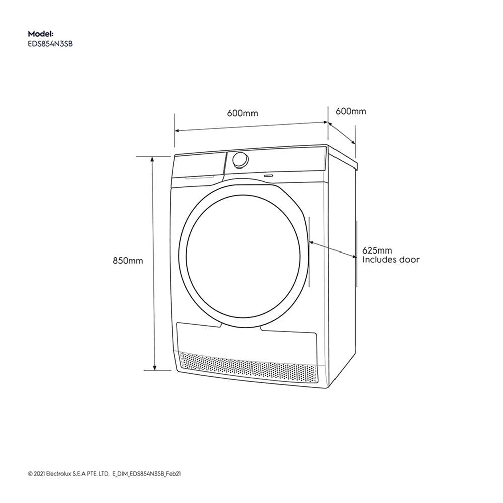 เครื่องอบผ้าฝาหน้า ELECTROLUX EDS854N3SB 8.5 กก.+ขาตั้ง