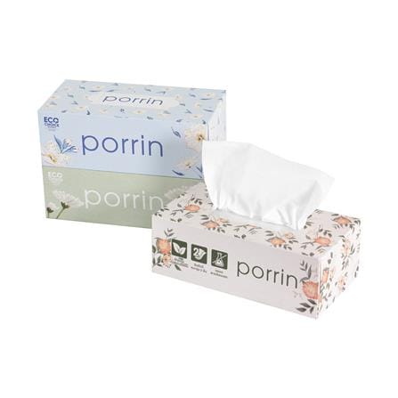กระดาษเช็ดหน้า PORRIN BOX 150 แผ่น แพ็ค 3_4