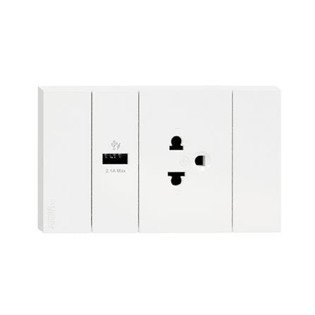 ชุดเต้ารับเดี่ยว 3 ขา + USB 1 ช่อง SCHNEIDER A70426USB_UST_WH สีขาว