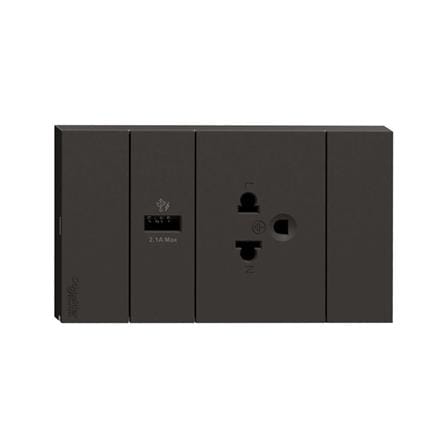 ชุดเต้ารับเดี่ยว 3 ขา + USB 1 ช่อง SCHNEIDER A70426USB_UST_BK สีดำ