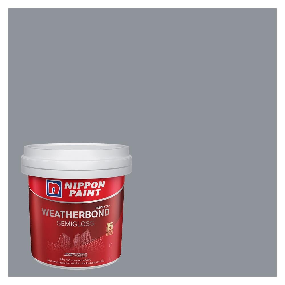 สีน้ำทาภายนอก NIPPON PAINT WEATHERBOND สี LIBERTY GRAY #NPN1990P กึ่งเงา 9 ลิตร